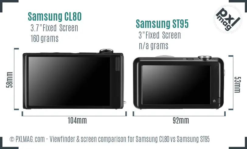 Samsung CL80 vs Samsung ST95 Screen and Viewfinder comparison