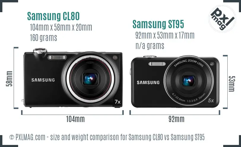Samsung CL80 vs Samsung ST95 size comparison