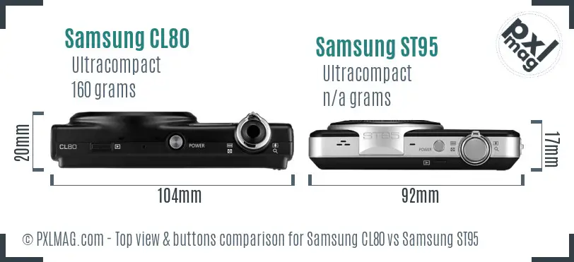 Samsung CL80 vs Samsung ST95 top view buttons comparison