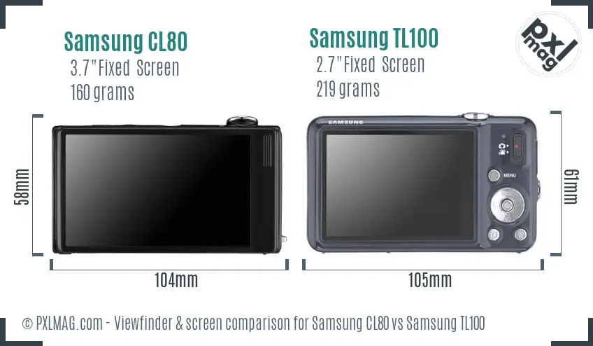 Samsung CL80 vs Samsung TL100 Screen and Viewfinder comparison Samsung CL80 vs Samsung TL100 Screen and Viewfinder comparison