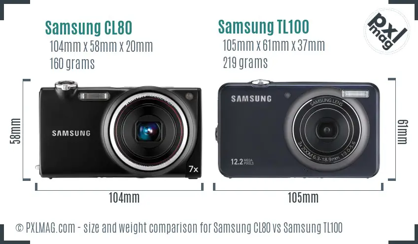 Samsung CL80 vs Samsung TL100 size comparison Samsung CL80 vs Samsung TL100 size comparison