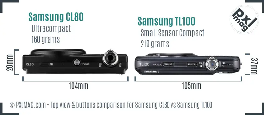 Samsung CL80 vs Samsung TL100 top view buttons comparison Samsung CL80 vs Samsung TL100 top view buttons comparison