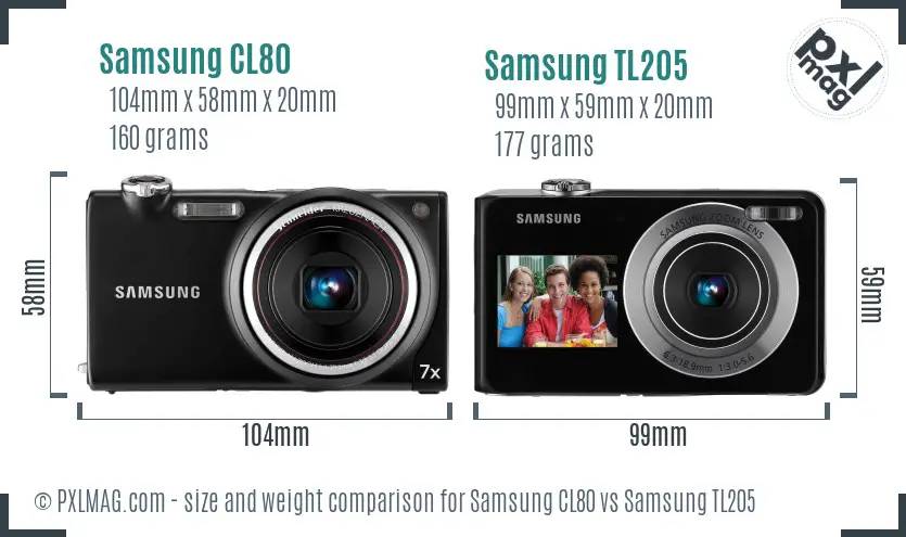 Samsung CL80 vs Samsung TL205 size comparison