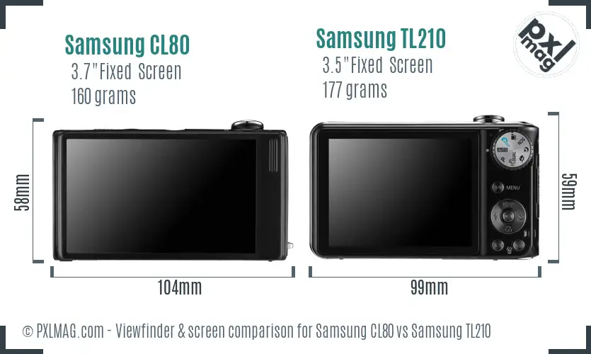 Samsung CL80 vs Samsung TL210 Screen and Viewfinder comparison