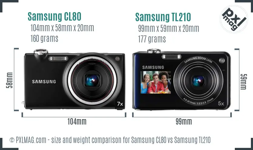 Samsung CL80 vs Samsung TL210 size comparison