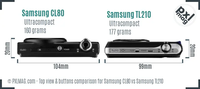 Samsung CL80 vs Samsung TL210 top view buttons comparison
