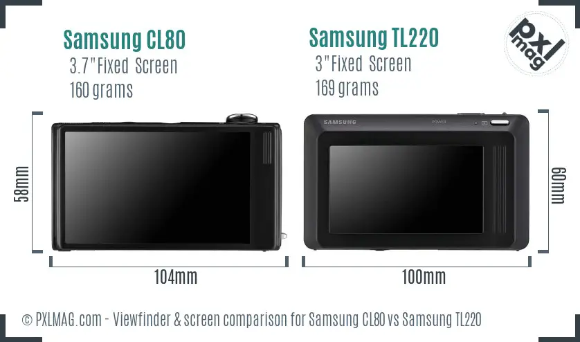 Samsung CL80 vs Samsung TL220 Screen and Viewfinder comparison