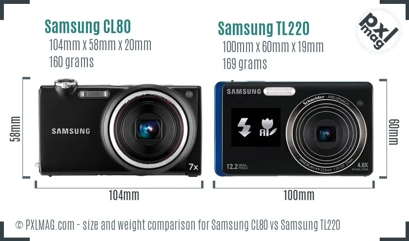 Samsung CL80 vs Samsung TL220 size comparison