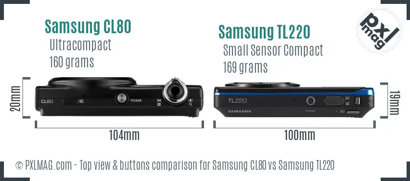 Samsung CL80 vs Samsung TL220 top view buttons comparison