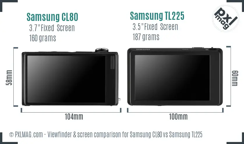 Samsung CL80 vs Samsung TL225 Screen and Viewfinder comparison