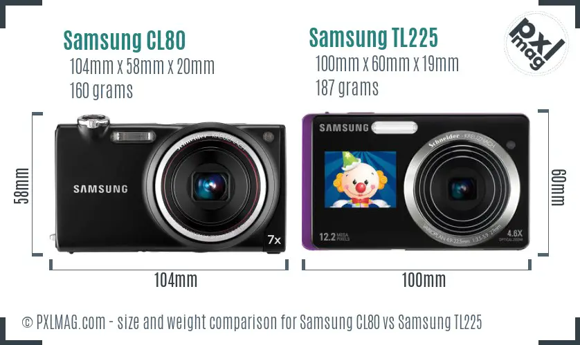 Samsung CL80 vs Samsung TL225 size comparison