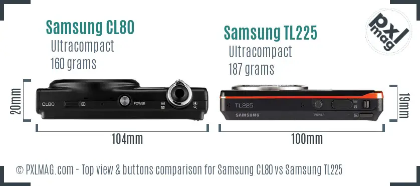 Samsung CL80 vs Samsung TL225 top view buttons comparison