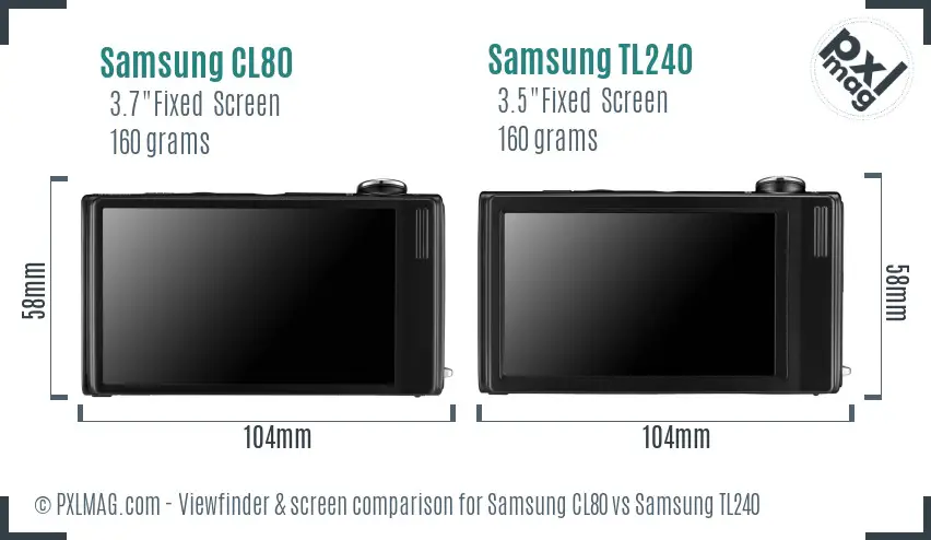 Samsung CL80 vs Samsung TL240 Screen and Viewfinder comparison