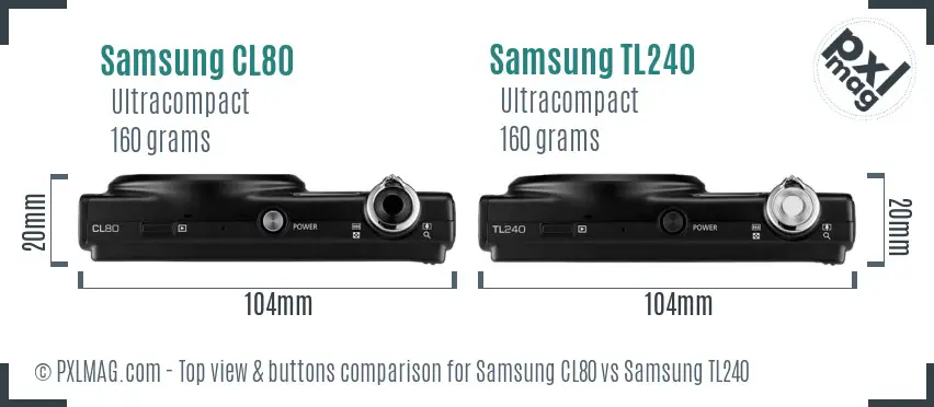 Samsung CL80 vs Samsung TL240 top view buttons comparison
