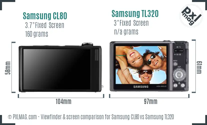 Samsung CL80 vs Samsung TL320 Screen and Viewfinder comparison