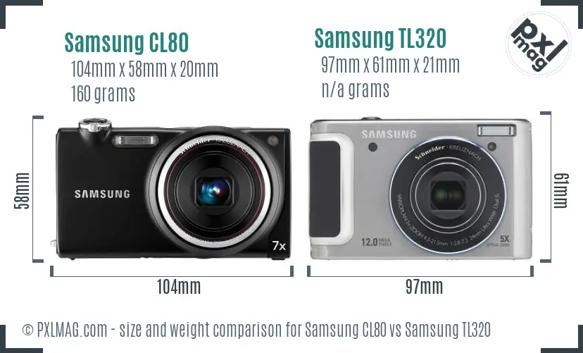 Samsung CL80 vs Samsung TL320 size comparison