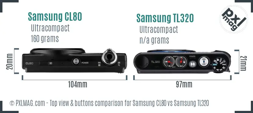 Samsung CL80 vs Samsung TL320 top view buttons comparison