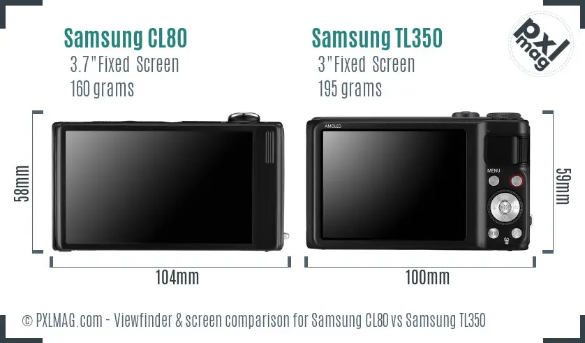 Samsung CL80 vs Samsung TL350 Screen and Viewfinder comparison