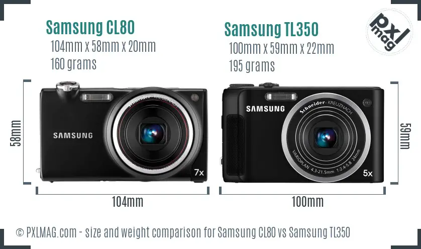 Samsung CL80 vs Samsung TL350 size comparison