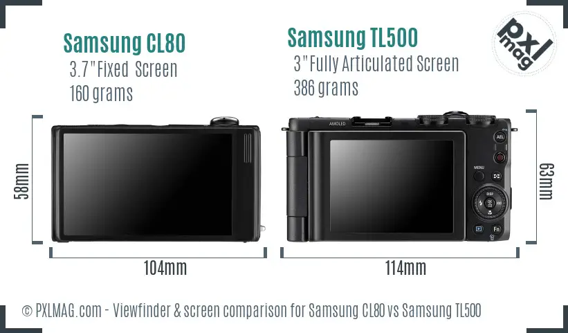 Samsung CL80 vs Samsung TL500 Screen and Viewfinder comparison