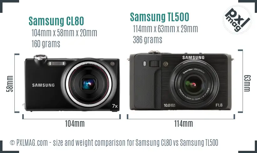 Samsung CL80 vs Samsung TL500 size comparison