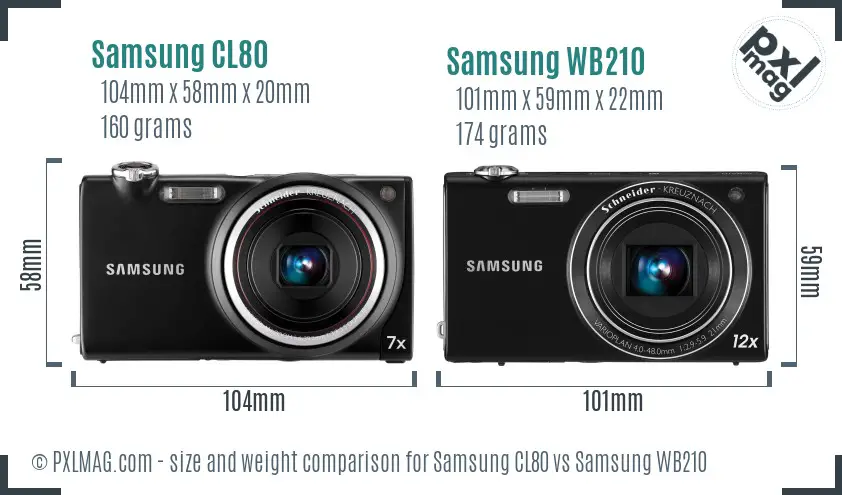 Samsung CL80 vs Samsung WB210 size comparison