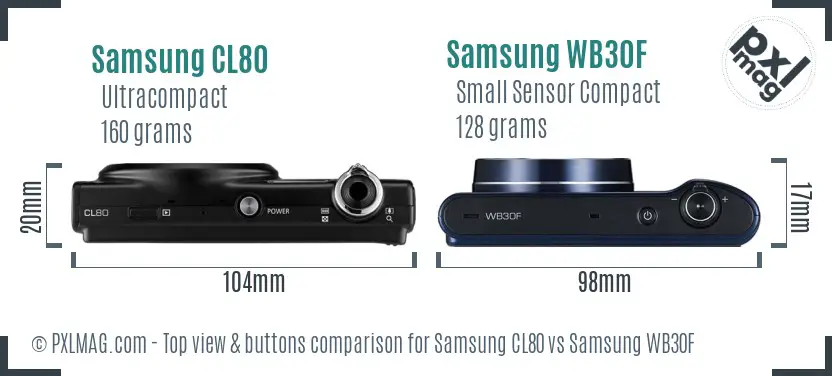 Samsung CL80 vs Samsung WB30F top view buttons comparison