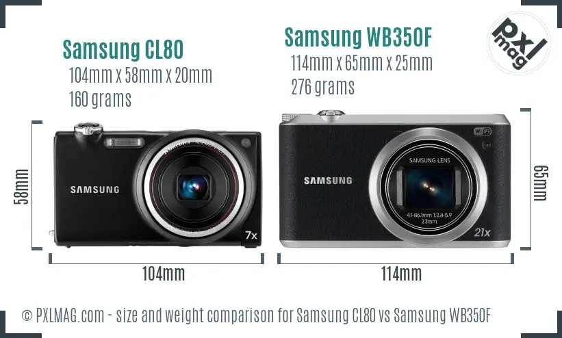 Samsung CL80 vs Samsung WB350F size comparison