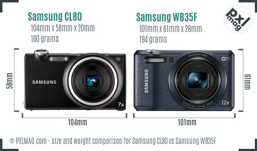 Samsung CL80 vs Samsung WB35F size comparison