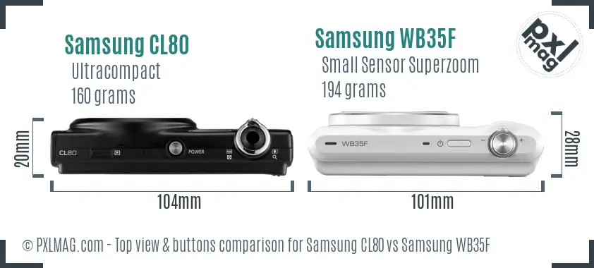 Samsung CL80 vs Samsung WB35F top view buttons comparison