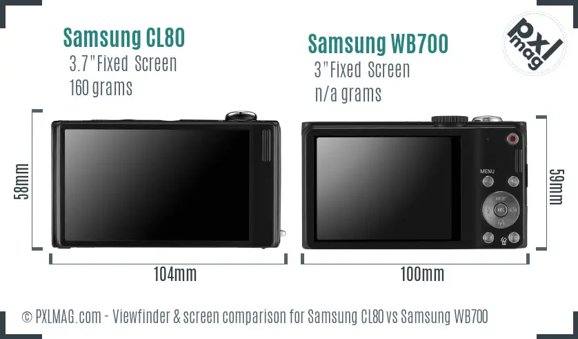 Samsung CL80 vs Samsung WB700 Screen and Viewfinder comparison