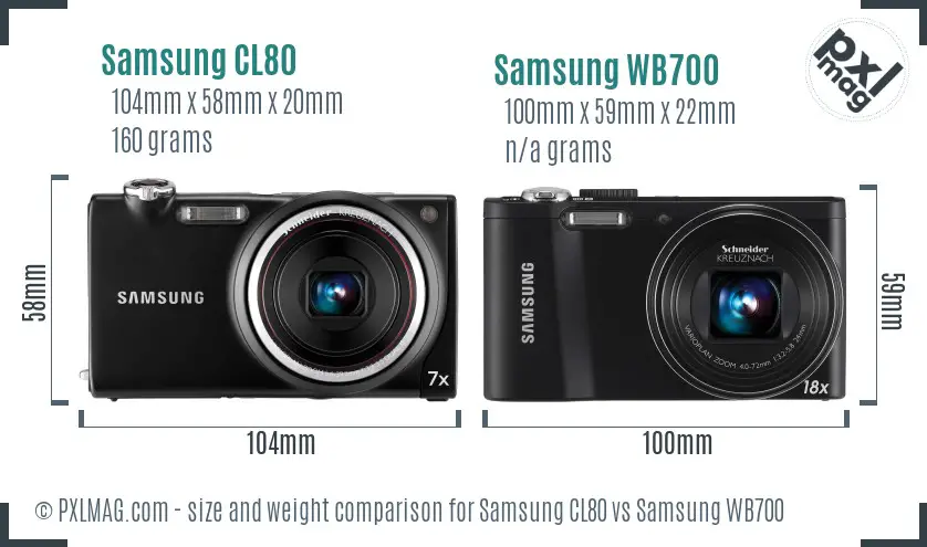 Samsung CL80 vs Samsung WB700 size comparison