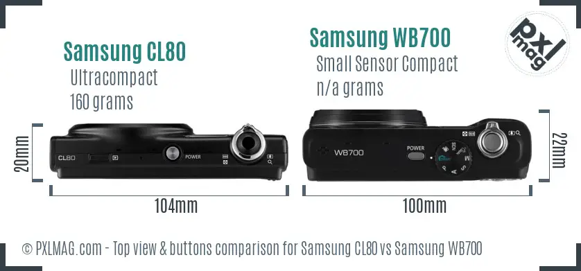Samsung CL80 vs Samsung WB700 top view buttons comparison