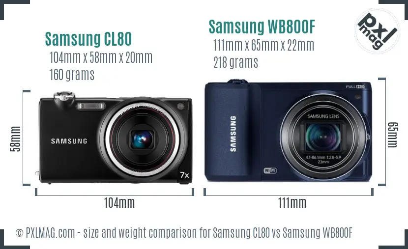 Samsung CL80 vs Samsung WB800F size comparison