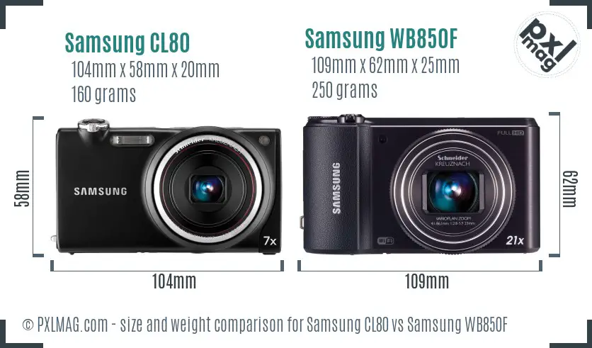 Samsung CL80 vs Samsung WB850F size comparison