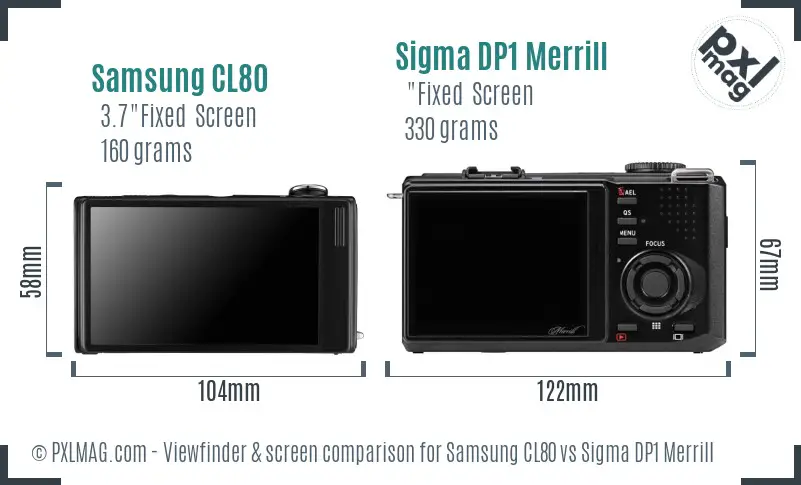 Samsung CL80 vs Sigma DP1 Merrill Screen and Viewfinder comparison