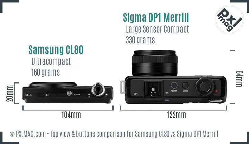 Samsung CL80 vs Sigma DP1 Merrill top view buttons comparison