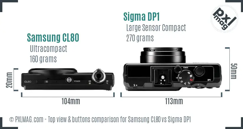 Samsung CL80 vs Sigma DP1 top view buttons comparison