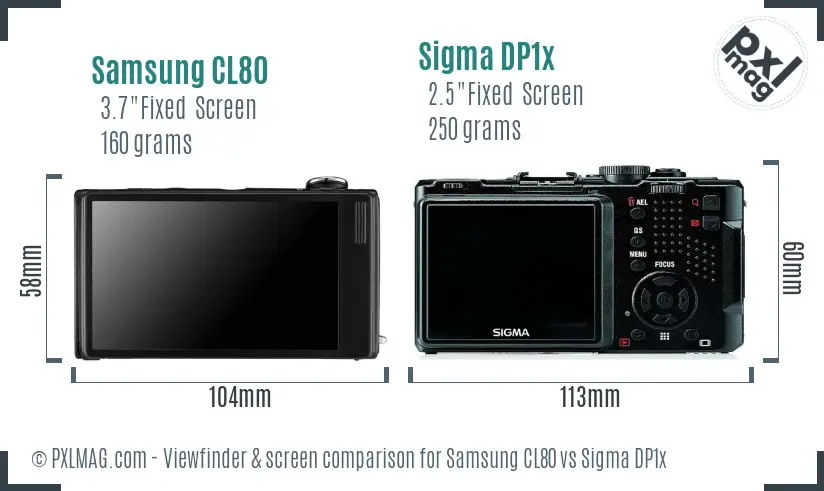 Samsung CL80 vs Sigma DP1x Screen and Viewfinder comparison