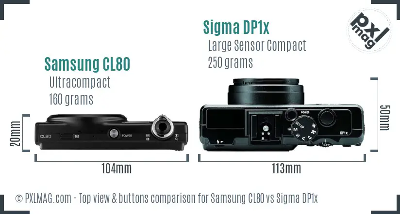 Samsung CL80 vs Sigma DP1x top view buttons comparison