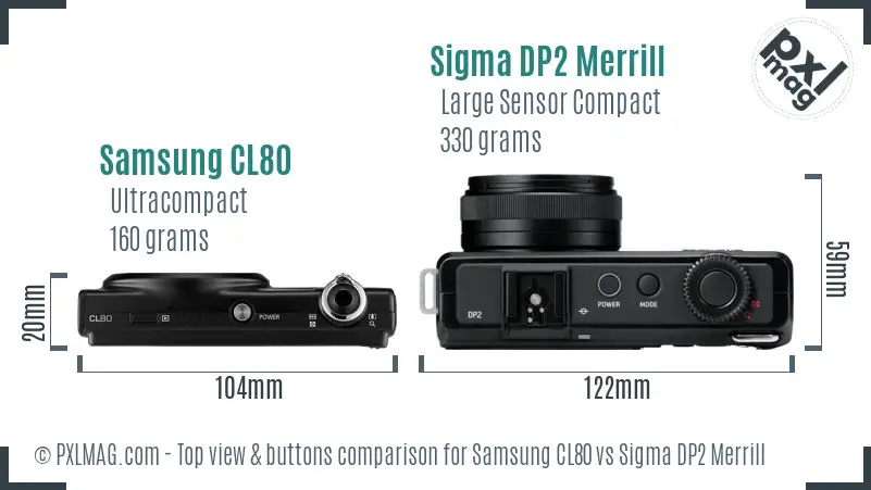 Samsung CL80 vs Sigma DP2 Merrill top view buttons comparison