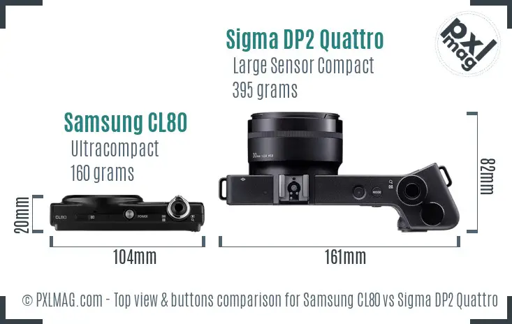 Samsung CL80 vs Sigma DP2 Quattro top view buttons comparison