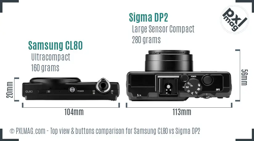 Samsung CL80 vs Sigma DP2 top view buttons comparison