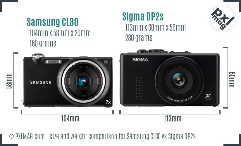Samsung CL80 vs Sigma DP2s size comparison