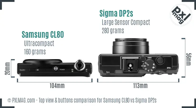 Samsung CL80 vs Sigma DP2s top view buttons comparison