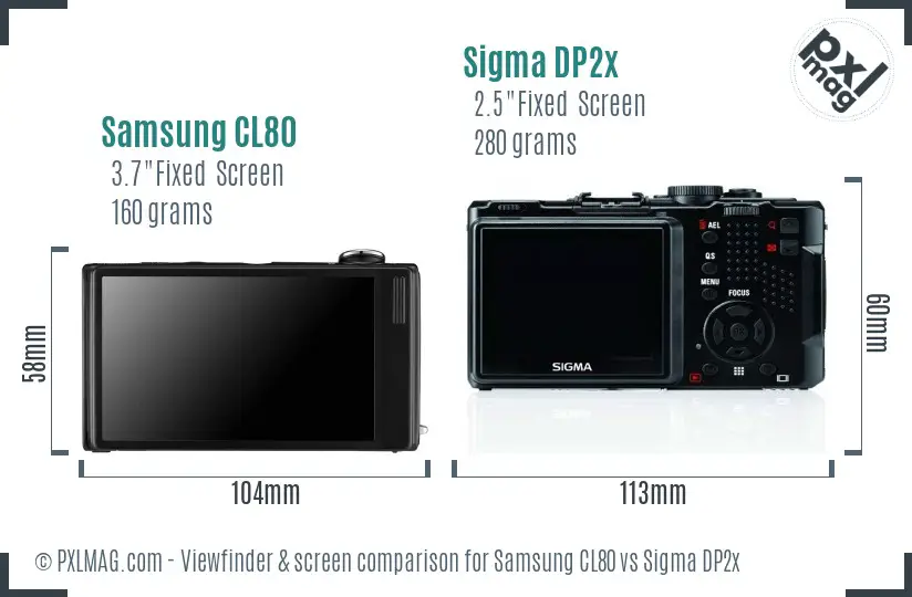 Samsung CL80 vs Sigma DP2x Screen and Viewfinder comparison
