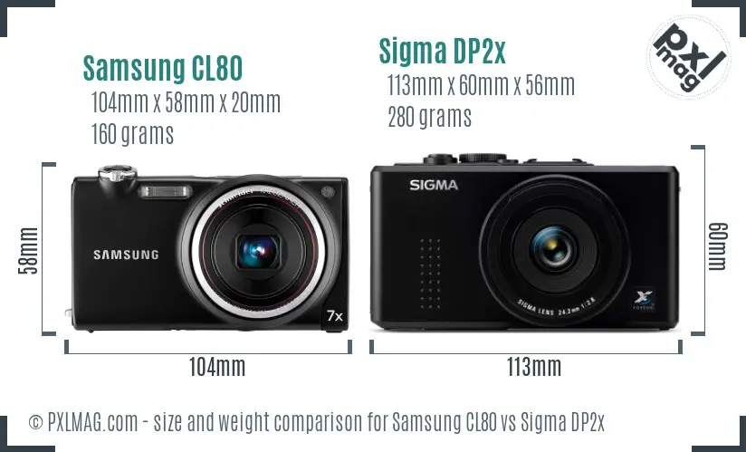 Samsung CL80 vs Sigma DP2x size comparison