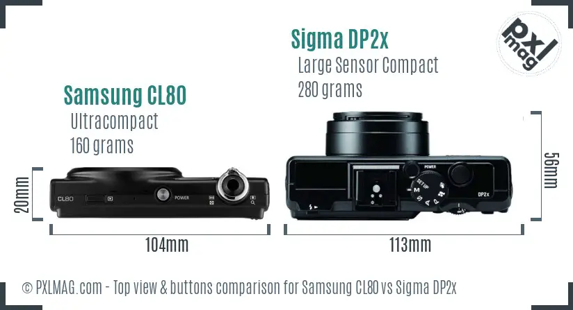 Samsung CL80 vs Sigma DP2x top view buttons comparison