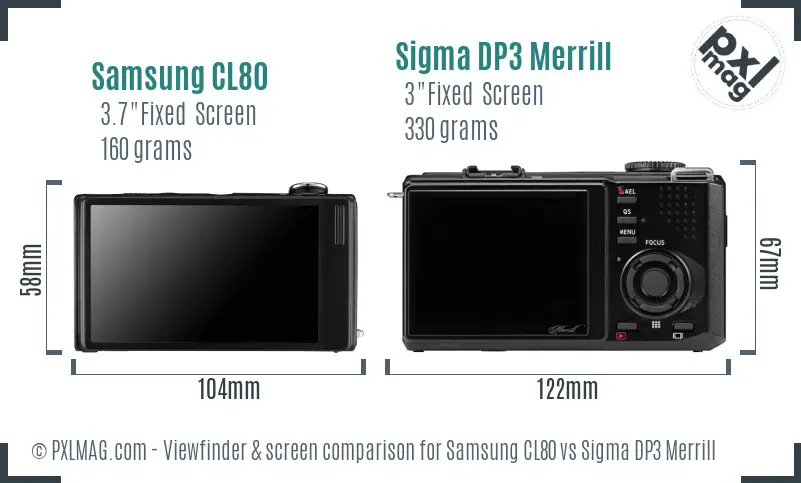 Samsung CL80 vs Sigma DP3 Merrill Screen and Viewfinder comparison