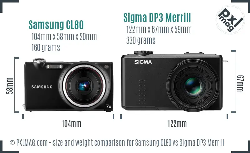 Samsung CL80 vs Sigma DP3 Merrill size comparison